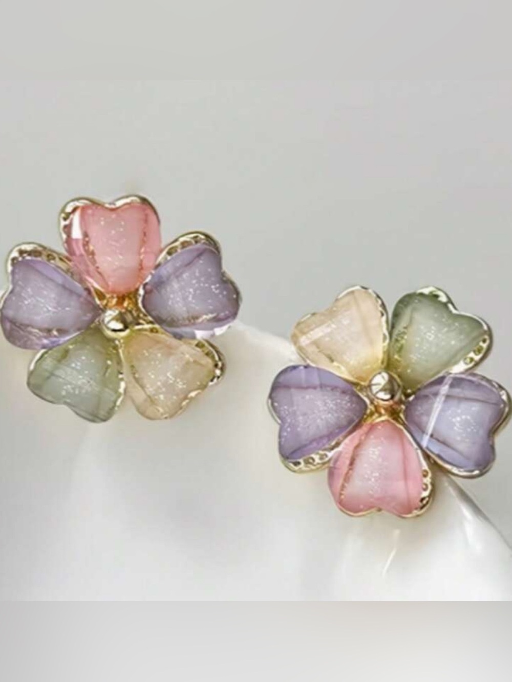 Pastel Floral Cluster Stud Earrings - Multicolor
